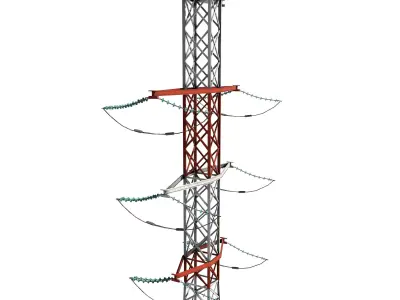 Electricity Pole 14 Low-poly 3D model