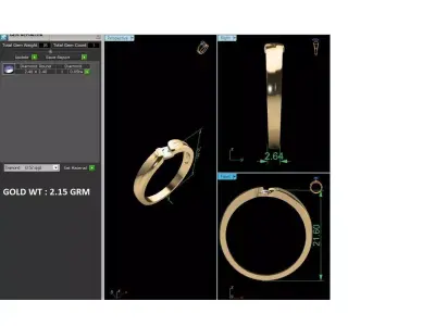 Band 3dm Render Details diamond ring gold 3D print model