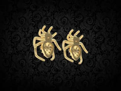 Spider Diamond Earring stud 3D print model