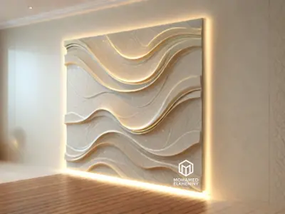 modern panel wall decor set wall relief mural CNC 90 3D model