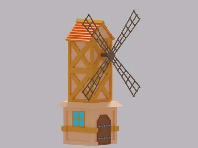 Cartoon Simple Windmill Low-poly 3D model