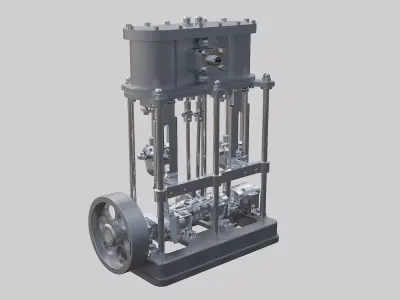 2-cylinder simple vertical steam engine 3D model