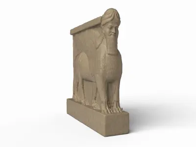 Human-headed winged lion Low-poly 3D model