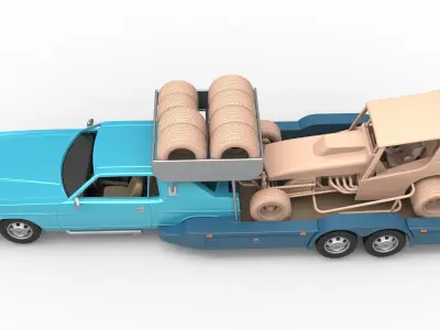 Vintage Transporter truck for Race car V4 Scale 1 to 25 3D print model