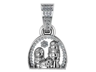 FAMILY DIAMOND CHARM PENDANT  3D PRINABLE MODEL  3D print model