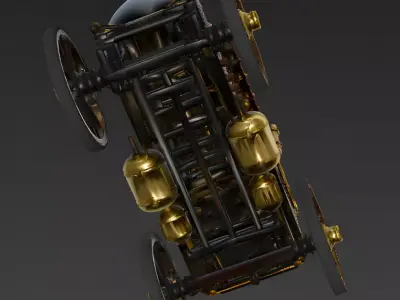 Elegant Steampunk Horseless Carriage 3D Model Low-poly 3D model