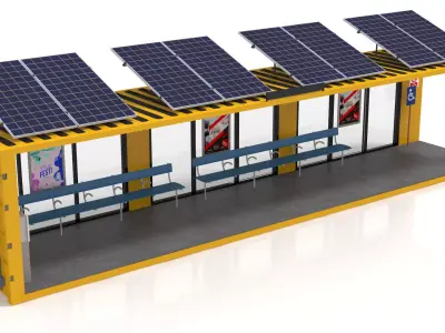 40 Foot Container Bus Stop 3D Model Low-poly 3D model