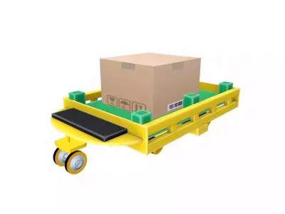 Industrial Trolley Low-poly 3D model