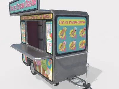 Ice Cream Truck Low-poly 3D model