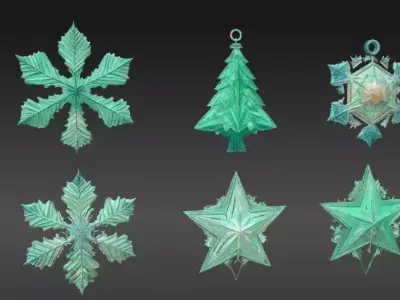 Modular Ornament Set 3D Model Bundle Festive Decorations Low-poly 3D model