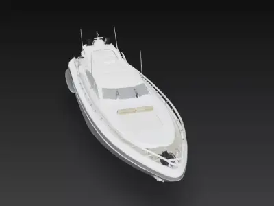 Modern White Sport Yacht Exterior - Luxury Motor Boat 3D Model 3D print model