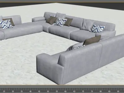 GREY Fabric Sofa - Full Size 3D model