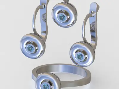 Ring Earring and Pendant Set 3D printable model 0086 3D Model Pack