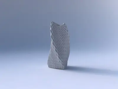 Vase twist curved tipping triangle 2 with grid piramides 3D print model