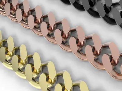 24mm traditional Cuban Link  with endings half links 3D print model