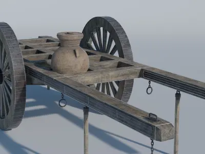 Cart of jars Low-poly 3D model