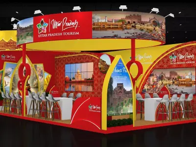 9mtr x 5mtr expo stall 2side open Exhibition Stand Design Low-poly 3D model