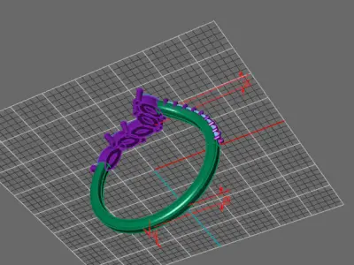 Marquis and Round diamonds wedding band 3D print model