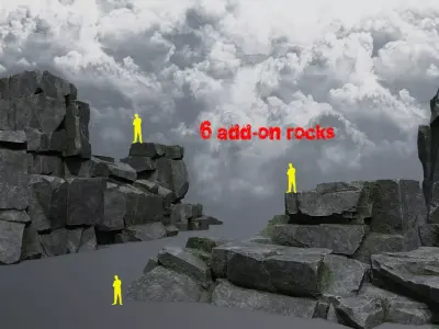 cliff rocks   Low-poly 3D model