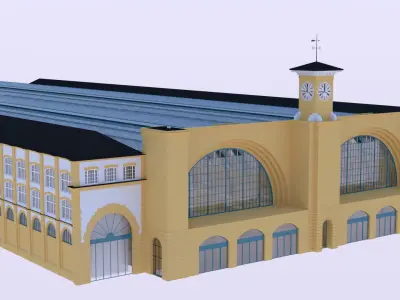 Kings Cross station with train 3D model