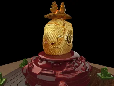 Chinese money bag  with yuan bao 3D model