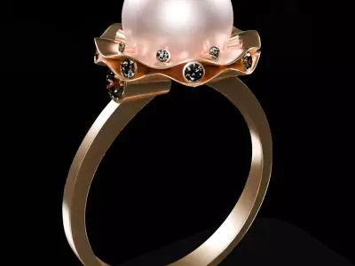 Ocean Crown Pearl Perfection in Diamond Shine jewerly 3D model 3D model