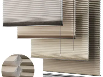 plated blind curtains set 001 Low-poly 3D model