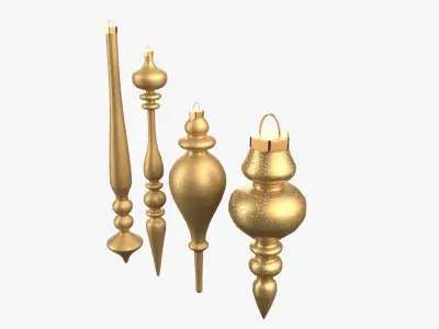 Christmas Tree Ornament Set11 - Red Yellow 3D model