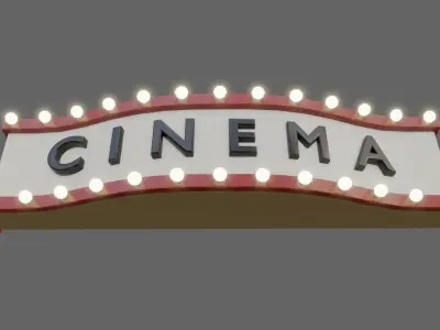 Cinema Facade - Front - Sign Low-poly 3D model