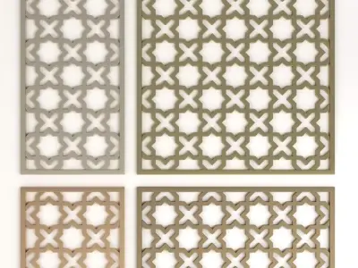 Arabic Islamic pattern decorative gold plaster 3D model