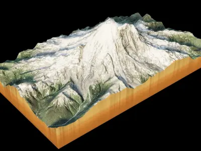 snowy mountain with slopes and forests Free 3D model