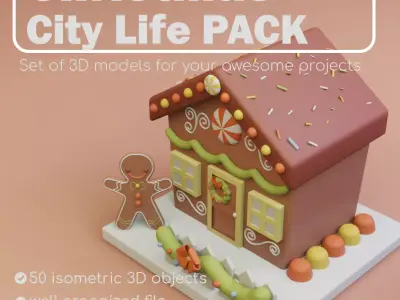 Isometric Winter City Life Pack - Christmas edition 3D model