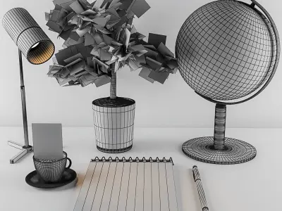 Worktable decorative set 3D model