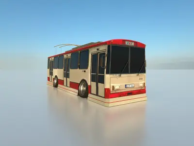 Soviet Trolleybus tuned Low-poly 3D model