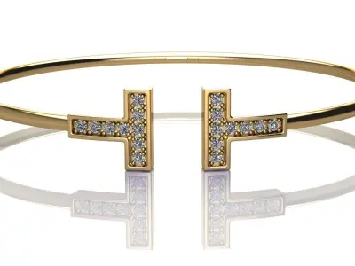 Diamond T Wire Bracelet 3D print model