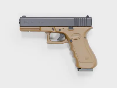 Glock 17 FDE Pistol Low-poly 3D model