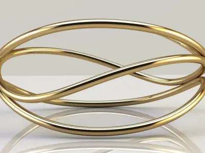 Wave Three-row Bracelet 3D print model