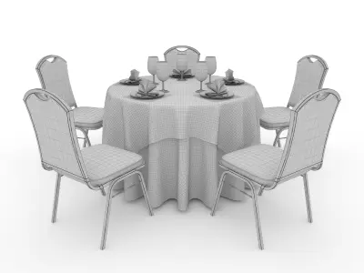 Banquet Table and Chair 12 3D model
