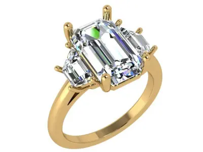 Emerald Diamond Ring 4510 3D print model
