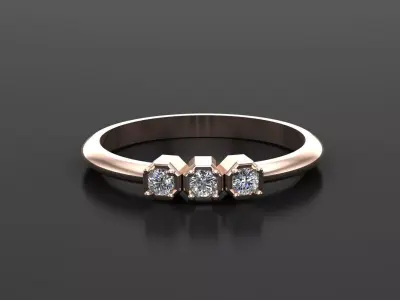 Solitaire Ring Version 1 R49 3D model