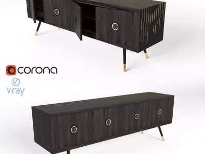 Luxury Oak Console Sideboard 3D model