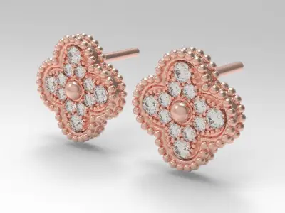 Diamond clover earring nice design 3D print model