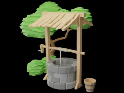 Low Poly Well Free low-poly 3D model