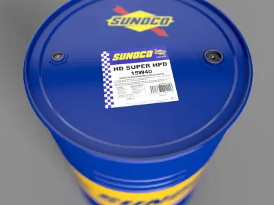 Realistic Sunoco Barrel 3D Model Low-poly 3D model