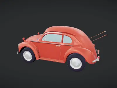classic red Volkswagen Beetle car 3D model