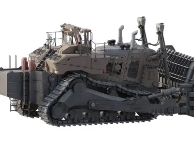 Hydraulic crawler buldozer 3D model