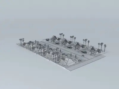 C Art solar powered village 3D model