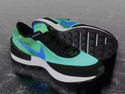 Nike 3D Shoes - GREEN - BLUE - NSW-WFFL1 Low-poly 3D model