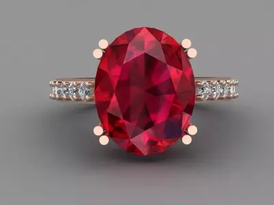 Rose Gold Women Diamond Ring 3D print model 3D print model 22