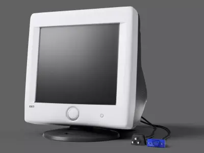 Generic Vintage CRT Computer Monitor - Lowpoly GameAsset Low-poly 3D model